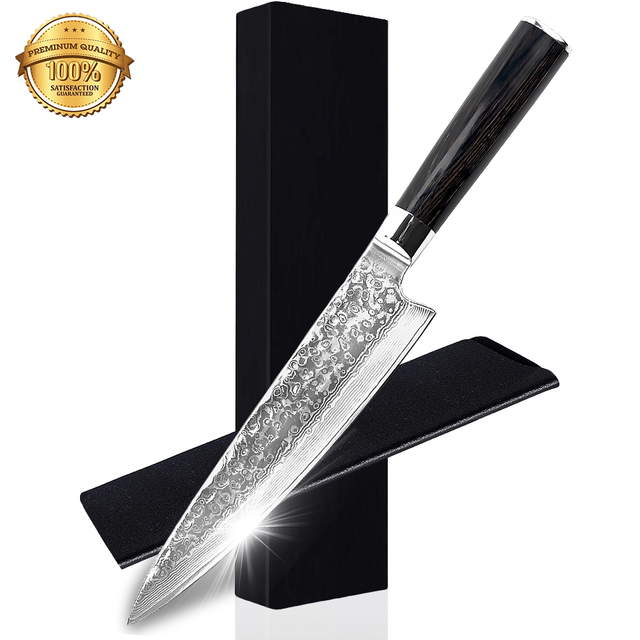 Professional 8 Inch Japanese Vg10 67Layers Damascus Steel Chef Knife Damascus Kitchen Knives With Ebony Round Handle