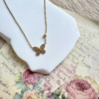 Ensemble collier et boucles d'oreilles papillon polyvalent en acier inoxydable haut de gamme, plaqué or 18 carats, bijoux mignons pour mariage et soirée