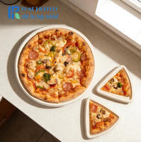 Plateau de cuisson pour pizza en bagasse écologique, jetable et biodégradable, 125/250 ml, avec fond à joint, forme triangulaire classique, pour fêtes et pique-niques