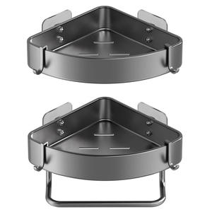 Wholesale Stainless Steel Simple Wall Mounted Corner Bathroom <b>Storage</b> <b>Rack</b> Non Perforated Triangular - Product Image 2