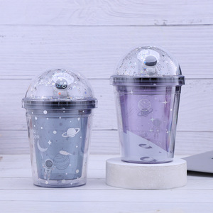 Zhen Ai Space Astronaut Double Layer <b>Plastic</b> <b>Cup</b> Bpa Free With Lid For Drinkware Gift - Product Image 1