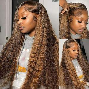 突出深波浪蕾丝前假发P4/27蜂蜜金发棕色预拔巴西雷米蕾丝正面人发假发女性 - Product Image 5