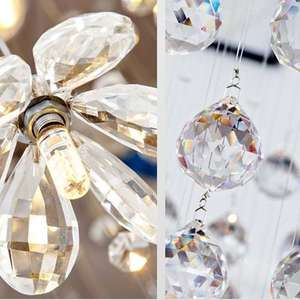 Grandi luci personalizzate a sfera di cristallo a spirale con luci del pianeta della hall dell'hotel hanno portato lunghi lampadari - Product Image 6