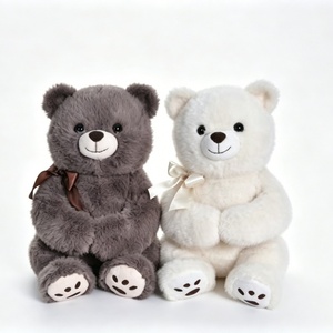 Ours en peluche gris et blanc personnalisé, ours en peluche avec nœud en ruban, ensemble de deux ours en peluche, ours en peluche avec empreinte de patte - Product Image 4
