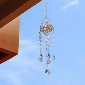 Original Stone Crystal Wind Bell com Golden Air <span class=keywords><strong>Frame</strong></span> Pendant <span class=keywords><strong>Suncatcher</strong></span> para decoração do pátio - Product Image 3