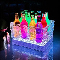 Seau à glace LED transparent personnalisé en gros pour fêtes, seau à bière LED en plastique transparent