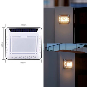 Lampe murale solaire extérieure 20,5x17,6cm, étanche, avec détecteur de mouvement, éclairage de cour, télécommande - Product Image 1