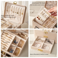 Vente en gros personnalisable Femme Luxe Bijoux Organisateur Pu Cuir Marron Beige Bijoux Cadeau Tiroir Boîte avec Serrure