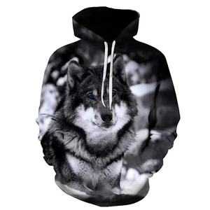 Fitspi felpa con cappuccio da uomo Junior Wolf moda 3d stampa allentata Streetwear felpa divertente animale Street Hip Hop felpa - Product Image 2