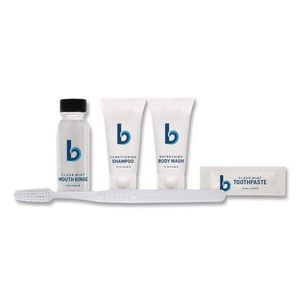 Kit de toilette réutilisable Boardwalk – 12 packs d'articles de toilette hypoallergéniques : Bain de bouche, dentifrice, gel douche, shampoing revitalisant - Product Image 3
