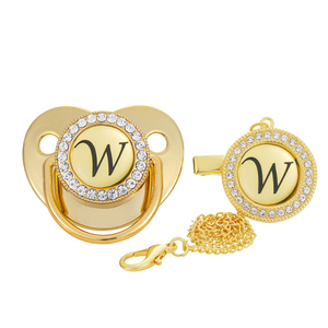 Chupete personalizado para bebé, 26 letras ostentosas, diamantes <span class=keywords><strong>de</strong></span> imitación dorados <span class=keywords><strong>de</strong></span> <span class=keywords><strong>lujo</strong></span>, sublimación, en blanco - Product Image 5