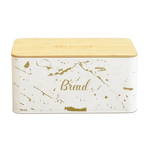 Metal Bread Storage Box Kitchen Bread Bin Food Storage Container with Bamboo Cutting Board Lid Bread Bin Box And Canister Sets