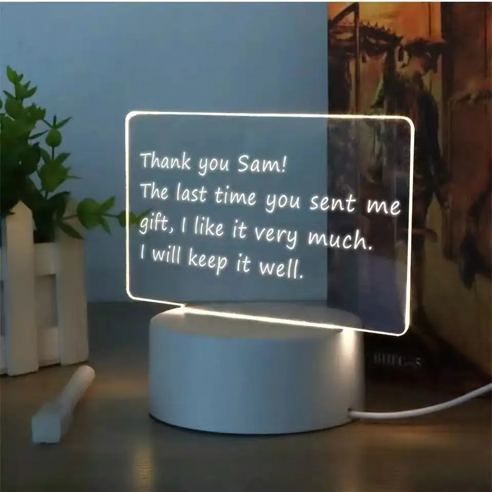 Acrilico 3d decorazione Led illusione lampada con penna creativa Message Board luce notturna