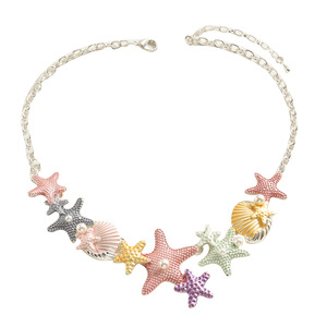 Collana da Donna con Ciondolo a Stella Marina e Conchiglia - Smalto Multicolore, Placcato Argento, <span class=keywords><strong>Dettagli</strong></span> Perla - Gioielli Boho per Vacanze - Product Image 4