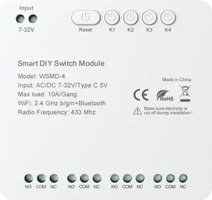 XZJ Tuya WiFi 10a Interruptor do módulo do disjuntor 4 CH Interruptor de luz DIY Tuya Disjuntor inteligente App Controle Remoto