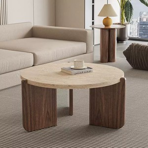 Table basse ronde avec pieds en bois massif, style minimaliste <span class=keywords><strong>Nankang</strong></span> Jiangxi, meubles de décoration pour salon et canapé - Product Image 4