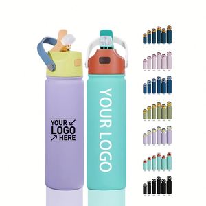 Custom logo <b>Double</b> <b>Wall</b> Camping Vacuum Flask 12oz 18oz 22oz 24oz 32oz 40oz Insulated Stainless Steel Water Bottle with Straw - Product Image 1