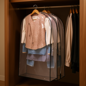 ถุงใส่เสื้อผ้าแบบใสกันฝุ่นกันน้ำสำหรับใส่สูท เสื้อสเวตเตอร์ และเสื้อผ้าอื่นๆ ขนาด S L - Product Image 2