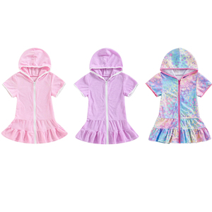 Copricostume da Bagno per Bambine in Spugna con Zip, Accappatoio da <span class=keywords><strong>Piscina</strong></span> e Spiaggia, Personalizzabile con Basso MOQ - Product Image 1