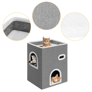 Venta caliente plegable escondite Vertical de 3 capas Kitty Condo plegable comodidad lana mascota <span class=keywords><strong>cueva</strong></span> cubo duradero <span class=keywords><strong>gato</strong></span> <span class=keywords><strong>casa</strong></span> - Product Image 2