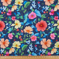 Nouveau design, tissu en coton doux pour la peau, imprimé floral grand format, style aquarelle pour jouets et poupées