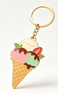 Custom Enamel Ice Cream Key Chain Zinc Alloy Metal <b>Keyring</b> Kawaii Promotional Souvenir Gift - Product Image 1