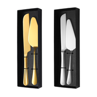 Ensemble couteau et spatule à gâteau de mariage en acier inoxydable doré et argenté avec boîte cadeau pour fête