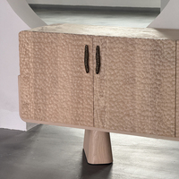 Console TV en bois massif sculptée à la main avec texture martelée, style Wabi Sabi, meuble de rangement pour salon