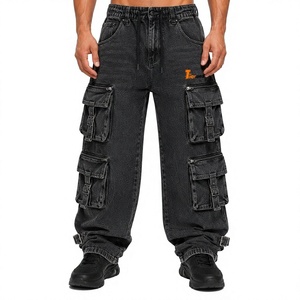 Pantalones Cargo de Mezclilla para Hombre, Fabricante, Venta al Por Mayor, Personalizados, con Múltiples Bolsillos, Ropa de Trabajo, Corte Holgado, Estilo Urbano - Product Image 1