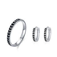 Ailmay Ensemble de boucles d'oreilles en argent sterling 925 émaillé noir pour femmes Cool Rock Design Party Jewelry Gift