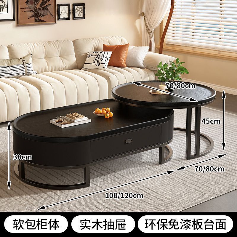 [Concave Oval Single Drawer] 10070cm, Ebony Black