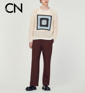 Cainan เสื้อสเวตเตอร์ถักโครเชต์สำหรับผู้ชายผ้าฝ้ายแขนยาวลำลองออกแบบได้ตามที่ต้องการ - Product Image 3