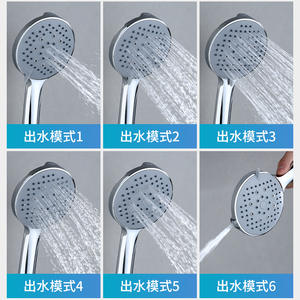 Cabezal de ducha portátil con seis velocidades de pulverización, rociador de masaje redondo ajustable para calentador de agua de baño - Product Image 4