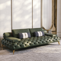 Luxuriöses Echtleder-Sofa im Italienischen Stil Amerikanischer Wohnzimmer-Sofa mit Geraden Schnallen Großes Möbelset