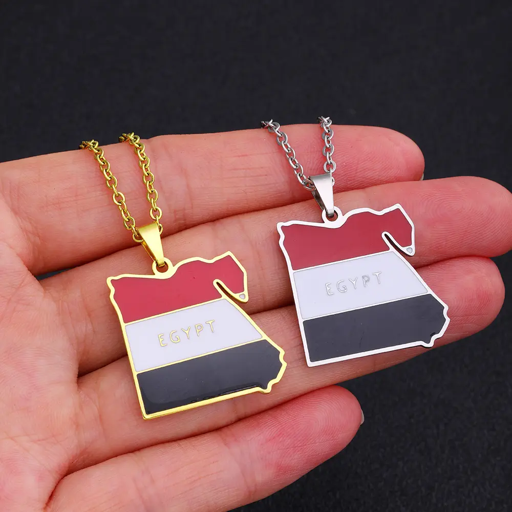 Country Egypt Map Pendant Necklaces for Men Women Jewelry Egyptians Maps