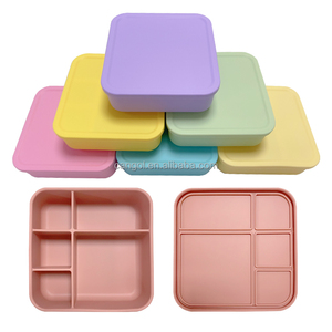BPA Free Custom Large 5 Compartment Rainbow Silicone Snack Box Kids Lunch Container <strong>Fun</strong> Lunchbox for Children's <strong>Meal</strong> Storage - Product Image 4