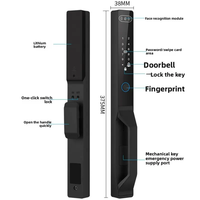 Cerradura Inteligente para Puerta con Reconocimiento Facial y de Palma de la Mano, Intercomunicador WIFI TUYA, Color Gris Negro, Moderna, Fácil Instalación, Precio de Fábrica al por Mayor