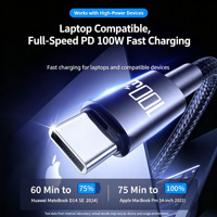 Câble de charge rapide Type C vers Type C 100W PD 5A, fil tressé résistant, compatible avec les ordinateurs portables, tablettes, téléphones mobiles Android