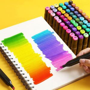 ปากกามาร์คเกอร์สองหัวชนิดแอลกอฮอล์ ชุดสี 24/48/60/80/120/168 สี ขายดี ใช้สำหรับงานศิลปะ อุปกรณ์การเรียนแบบกำหนดเอง ปากกาสำหรับวาดภาพและระบายสี - Product Image 2