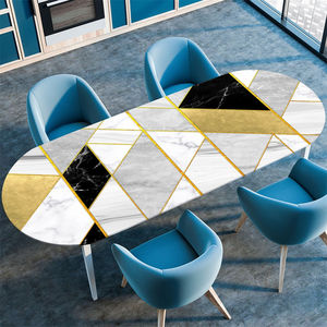 Tovaglia in marmo geometrico con stampa 3D su misura tovaglia impermeabile con taglio elastico ovale per decorazioni per banchetti per feste - Product Image 1