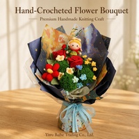 Gestrickter Blumenstrauß Kleiner Prinz Seidenrosen Romantische Gehäkelte Handgemachte Umweltfreundliche Blumendekoration Box Valentinstag Geschenk für Sie