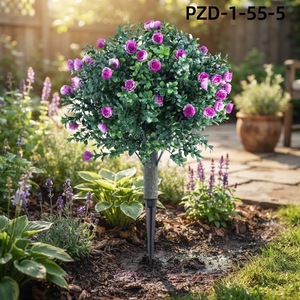 Boule d'arbres artificiels en gros avec piquet <span class=keywords><strong>de</strong></span> fixation au sol, fausse boule <span class=keywords><strong>de</strong></span> fleurs <span class=keywords><strong>de</strong></span> roses, arbuste pour aménagement extérieur commercial, villa et <span class=keywords><strong>jardin</strong></span> - Product Image 3