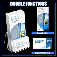 Présentoir de table en acrylique transparent pour brochures et cartes de visite, support large pour dépliants