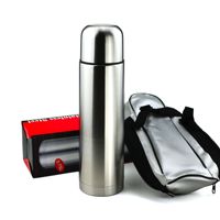 Precio de Fábrica, Termo de Acero Inoxidable de Doble Pared con Forma de Bala, 350ml, 500ml, 750ml, 1000ml, con Bolsa de PU