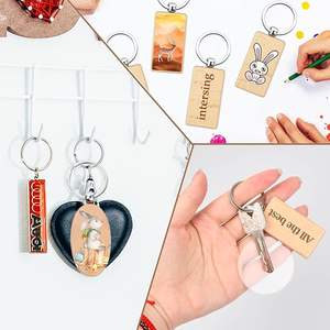 Porte-clés <span class=keywords><strong>en</strong></span> bois brut pour enfants, thème ferme éducative, pour gravure laser, étiquettes pour animaux de compagnie, accessoires cadeaux souvenirs - Product Image 5