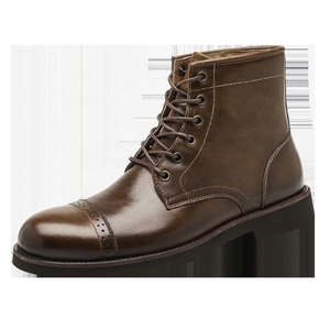 Botas <span class=keywords><strong>Chelsea</strong></span> de Tobillo para Hombre, con Cordones, de Cuero Genuino, Planas, Suaves, Diseño Moderno - Product Image 1