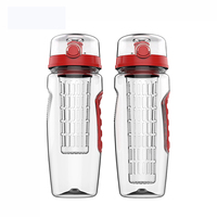Bouteille d'eau Tritan sans BPA de 32 oz avec infuseur à fruits, couvercle à clapet anti-fuite et poignée en caoutchouc pour la gym et les sports