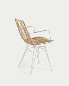 Modern Scandinavian Style Indoor/Outdoor <b>Armchair</b> Rattan White Metal <b>Dining</b> Chair Hotel Use Garden Seating - Product Image 2