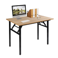 Escritorio Plegable para Computadora YODA Negro con Superficie de Madera y Patas de Metal para Oficina en Casa (Modelo YD-ID213-2)