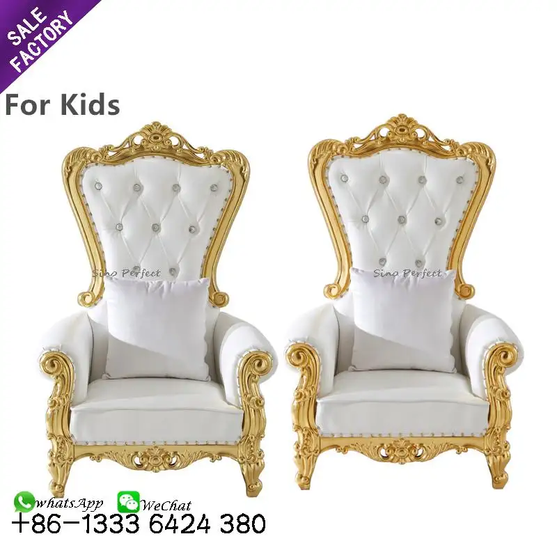 Toptan çin düğün mobilyası altın kral çocuk çocuklar taht sandalye için parti